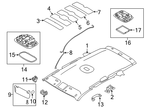 2017 Kia Sorento Interior Trim - Roof Sunvisor Assembly Right Diagram for 85220C6010BGA