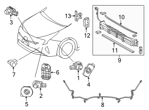 2018 Toyota Prius Prime Electrical Components - Front Bumper Wire Harness Diagram for 82113-47410
