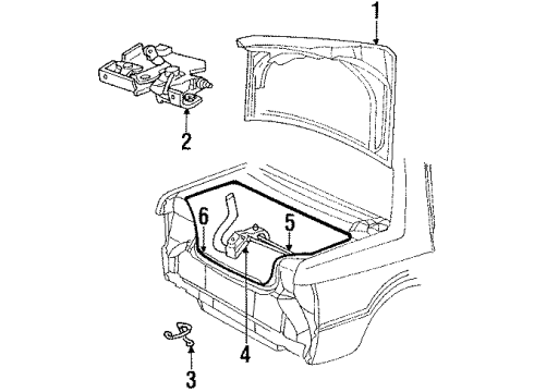 1992 Chrysler LeBaron Trunk Lid WEATHERSTRIP, Deck Lid Opening Diagram for 4490801