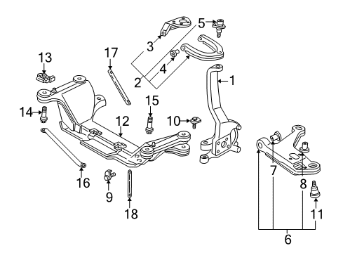 1994 Chevrolet Camaro Front Suspension Components, Lower Control Arm, Upper Control Arm, Stabilizer Bar Bushing, Front Lower Control Arm Front Diagram for 22145392