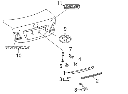 Diagram for 2010 Toyota Corolla Exterior Trim - Trunk Lid 