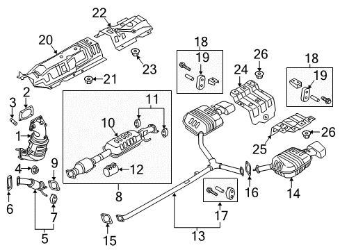 2016 Kia Optima Exhaust Components Front Muffler Assembly Diagram for 28610C2700