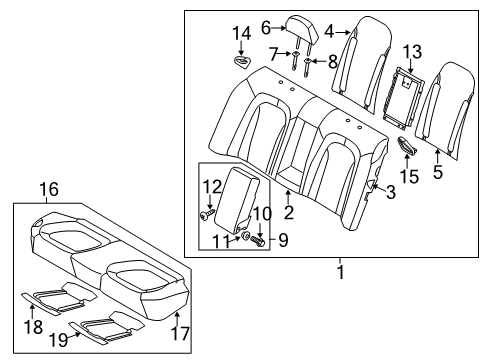 2014 Kia Optima Rear Seat Components WEBBING Guide-Rear Seat Diagram for 894103L000UP
