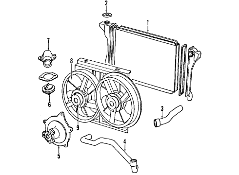 1990 Chrysler Imperial Cooling System, Radiator, Water Pump, Cooling Fan Motor Condenser Fan Diagram for 4401498
