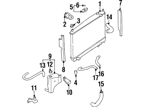 2001 Infiniti Q45 Radiator & Components Bracket-Radiator Mounting, Upper Diagram for 21543-4P000