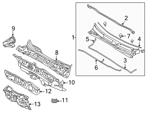 2014 Hyundai Azera Cowl Panel Complete-Dash Diagram for 64300-3V001