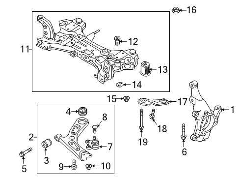 2019 Hyundai Elantra Front Suspension Components, Lower Control Arm, Stabilizer Bar Arm Complete-Front Lower, LH Diagram for 54500-F3000