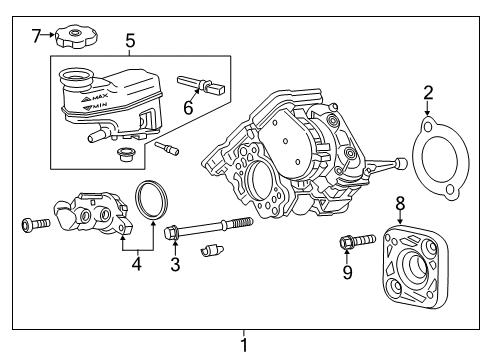 2018 Chevrolet Malibu Hydraulic System Master Cylinder Assembly Diagram for 84658875