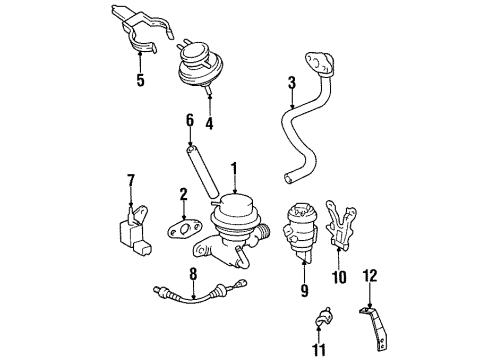 1997 Toyota Paseo Emission Components Pipe Sub-Assembly, EGR Diagram for 25611-11050