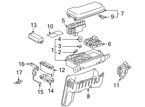2002 Lexus RX300 Switches Cover, Relay Block, Lower Diagram for 82663-07030