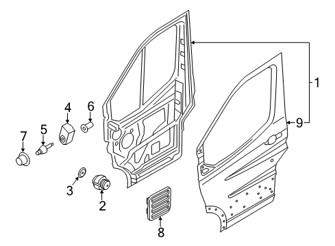 2016 Ford Transit-250 Front Door Door Shell Tape Diagram for 3M5Z-5823726-A