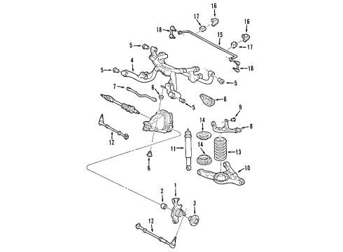 2004 Ford Mustang Rear Suspension Components, Lower Control Arm, Upper Control Arm, Stabilizer Bar Shock Mount Bracket Diagram for F5ZZ-18192-BA