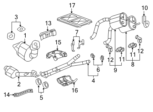 2012 Chevrolet Corvette Exhaust Components Muffler & Pipe Hanger Diagram for 22822466