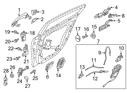 2015 Kia K900 Rear Door - Lock & Hardware RETAINER-Rear Door Latch Diagram for 834843T000