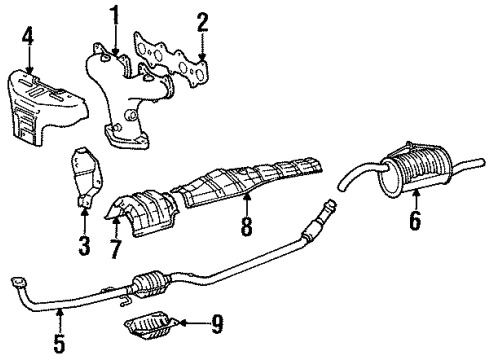1996 Toyota Paseo Exhaust Components Manifold Support Bracket Diagram for 25591-11080