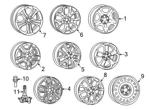 2017 Jeep Compass Wheels, Covers & Trim Aluminum Wheel Diagram for 6ZR942AUAA