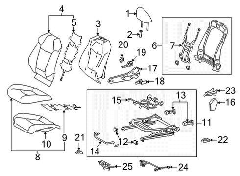2022 Toyota Corolla Cross Passenger Seat Components Seat Back Frame Diagram for 71013-0A070