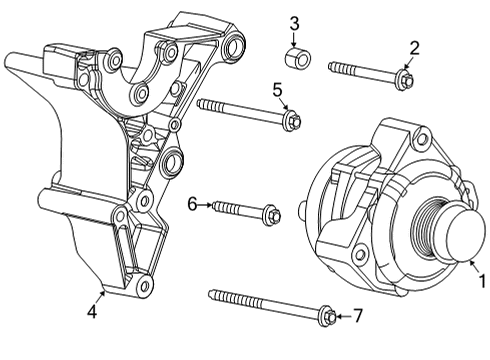 2021 Chevrolet Silverado 2500 HD Alternator Mount Bracket Diagram for 12652395