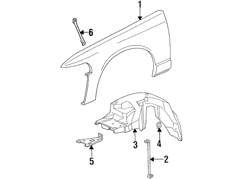 1995 Mercury Grand Marquis Fender & Components Apron Assembly Diagram for F8AZ-16054-AA