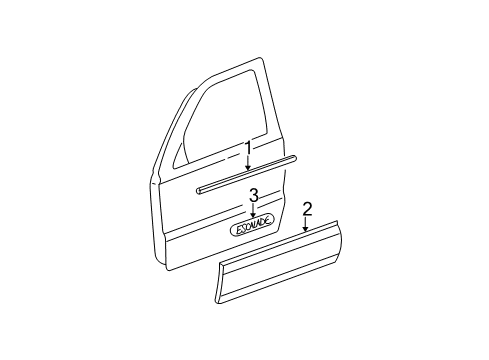 2006 Cadillac Escalade Exterior Trim - Front Door Cladding Diagram for 88935291