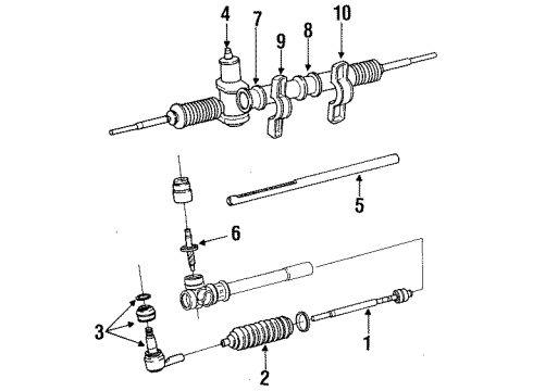 1990 Hyundai Excel Steering Column & Wheel, Steering Gear & Linkage Rod Assembly-Tie Diagram for 56540-24000