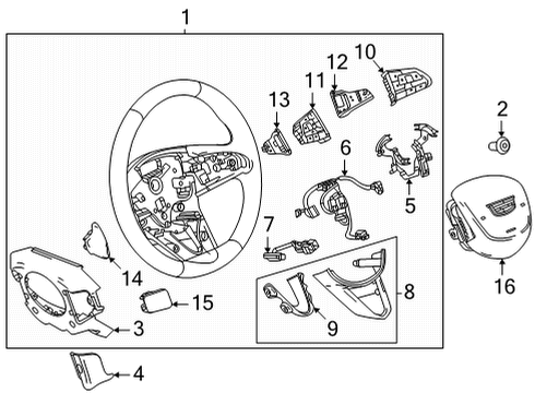 2022 Cadillac CT4 Steering Wheel & Trim Cruise Switch Diagram for 13543447