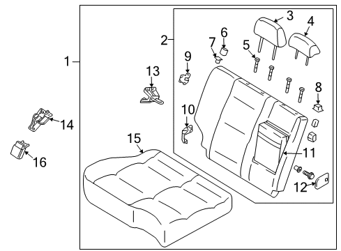 2003 Kia Sorento Rear Seat Components Cushion-Rear Seat, RH Diagram for 892003E210FC3