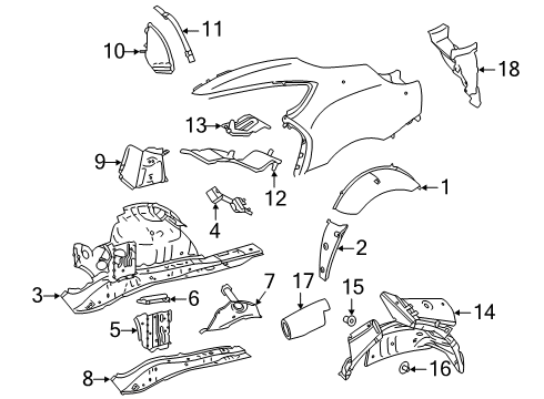 2022 Toyota GR Supra Inner Structure - Quarter Panel Side Panel Diagram for 58306-WAA03