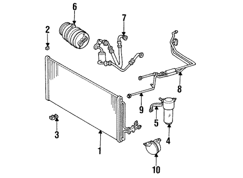 1992 Buick Regal A/C Condenser, Compressor & Lines Brace Asm-A/C Compressor Front Diagram for 25536654