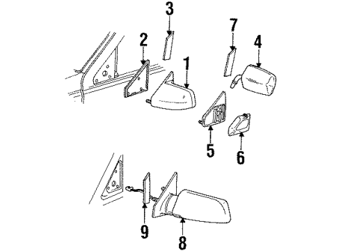 1994 GMC K2500 Outside Mirrors Mirror Assembly Diagram for 15764759