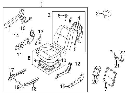 2000 Nissan Pathfinder Front Seat Components Cushion Assy-Front Seat Diagram for 87300-2W700