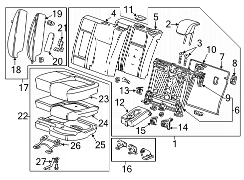 2019 Chevrolet Trax Rear Seat Components Headrest Guide Diagram for 95083409