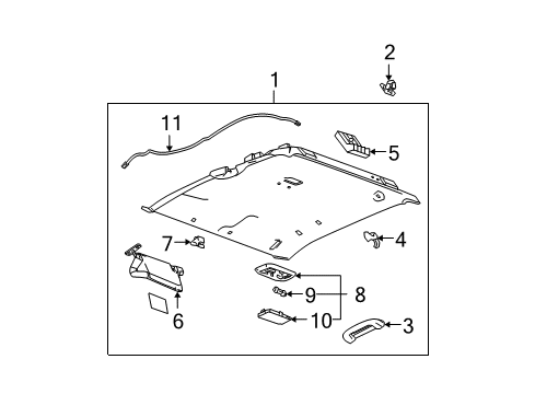 2004 GMC Canyon Interior Trim - Cab Sunshade Asm *Phosphate Electro-Organic*Gray Diagram for 15114482