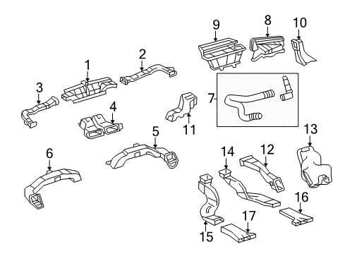 2016 Toyota Camry Ducts Heater Duct Diagram for 55843-06160