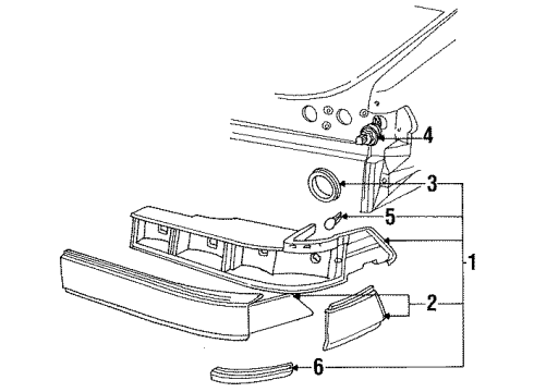 1993 Ford Tempo Bulbs Socket & Wire Diagram for E8PZ-13411-A
