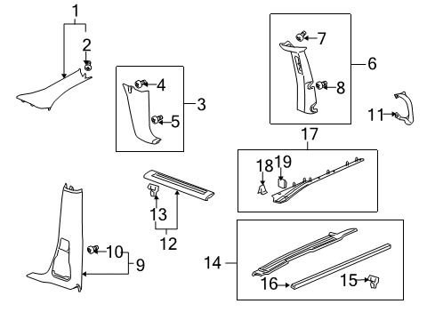 2005 Pontiac Montana Interior Trim - Pillars, Rocker & Floor Lower Weatherstrip Diagram for 10383149