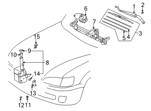 1998 Toyota Camry Wiper & Washer Components Blade Assembly Backing Plate Diagram for 85224-20280