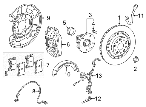 2018 Lexus LC500h Parking Brake Rear Driver Disc Brake Cylinder Assembly Diagram for 47850-11010