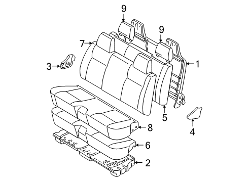 2004 Toyota Tacoma Front Seat Components Seat Back Cover Diagram for 71073-04420-E0