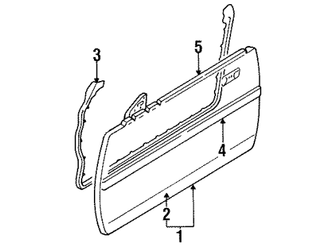 1985 Nissan 300ZX Door & Components, Exterior Trim MOULDING Front Door LH Diagram for 80821-01P05