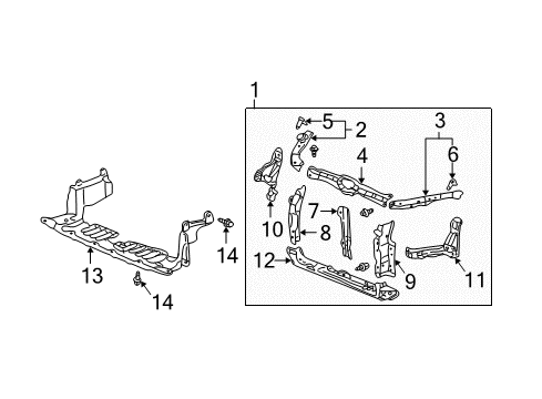 2003 Acura RSX Radiator Support Shield, Front Splash Diagram for 74111-S6M-A00