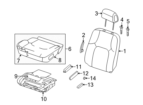Diagram for 2009 Nissan Frontier Driver Seat Components 