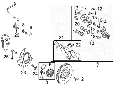 2015 Hyundai Santa Fe Front Brakes Piston Diagram for 582353E200