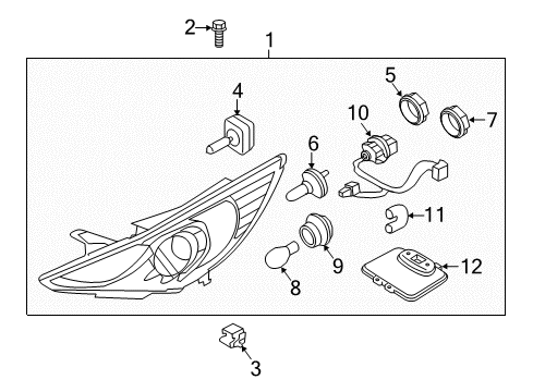 2013 Hyundai Sonata Headlamps Driver Side Headlight Assembly Composite Diagram for 92101-3Q100