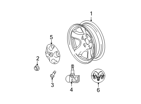 2011 Ram 1500 Wheels, Covers & Trim Wheel Center Cap Diagram for 52110398AA