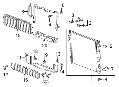 2020 Chevrolet Traverse Radiator & Components Engine Radiator Assembly Diagram for 84569929