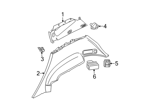 2006 Nissan Murano Interior Trim - Quarter Panels Hook - Luggage Net Diagram for 84937-CA001