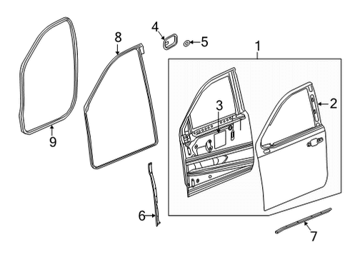 2021 Cadillac Escalade ESV Door & Components Door Weatherstrip Diagram for 85530938