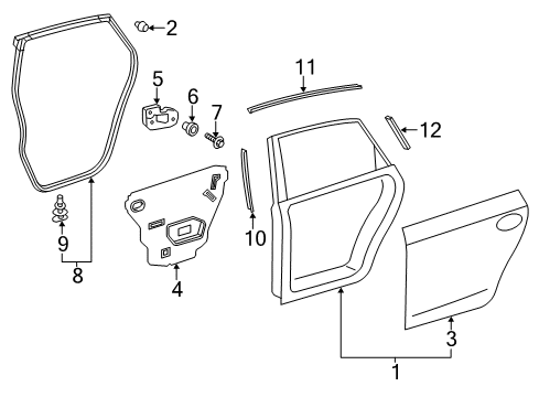 2015 Toyota Prius V Rear Door Surround Weatherstrip Diagram for 67871-47040