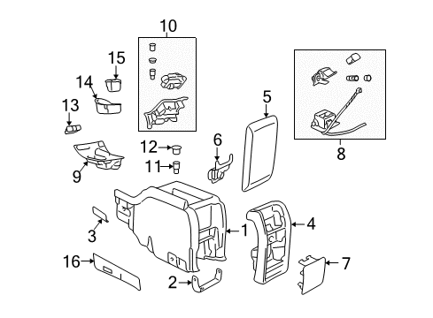 2004 Lincoln Aviator Floor Console Cup Holder Diagram for 4C5Z-7813562-AAE